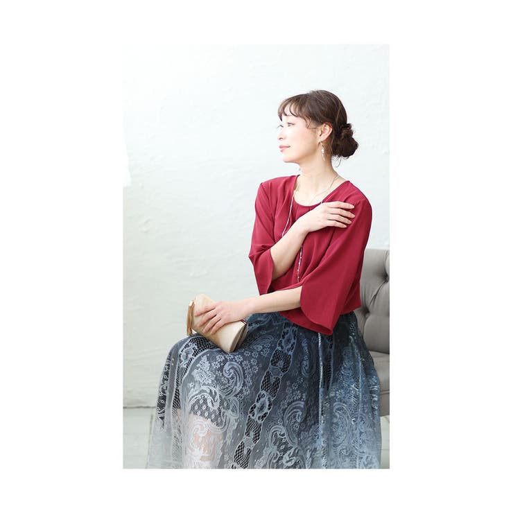 ボルドー | 着るだけで美人見えなスリット袖シャツブラウス レディース ファッション | Sawa a la mode