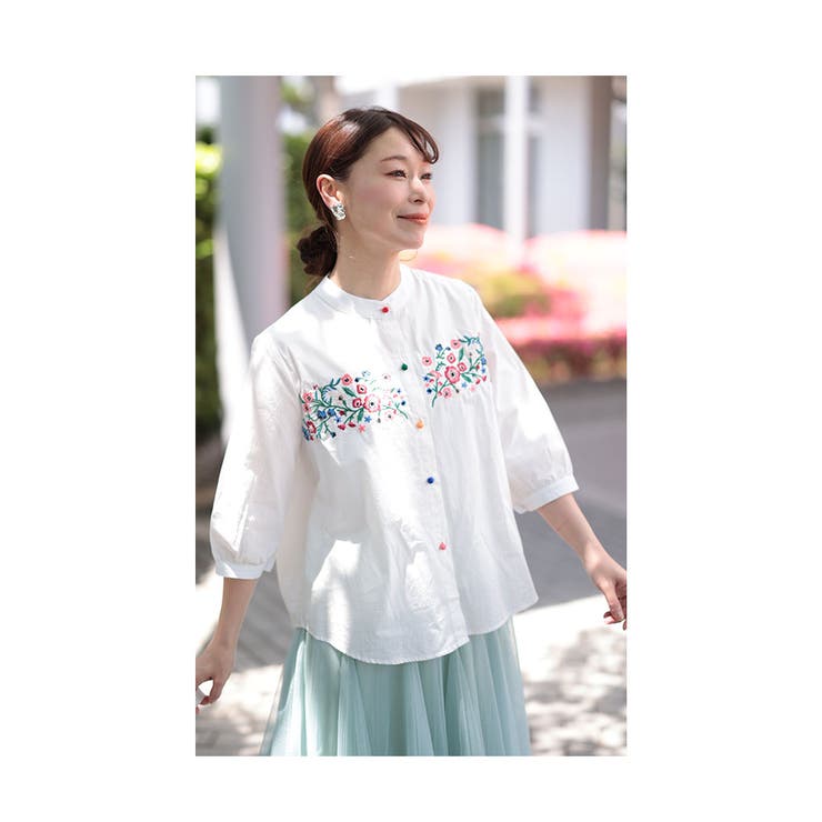 クロス刺繍デザインブラウス(ブラウス・シャツ) | CHRISTIAN