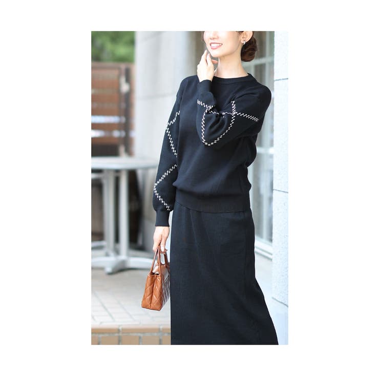 ブラック | ゆったりラフなのに高見えするニットセットアップ レディース ファッション | Sawa a la mode