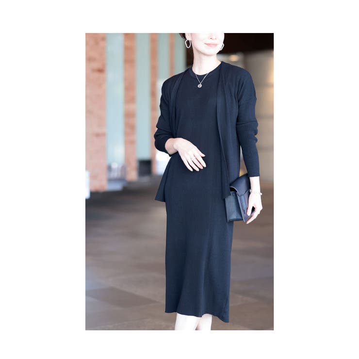 ブラック | 着まわし出来るカーデ＆ワンピース2点セット レディース ファッション | Sawa a la mode