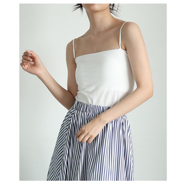 ホワイト | ボディラインに美しくフィットするカップ付きショート丈キャミソール レディース | Sawa a la mode