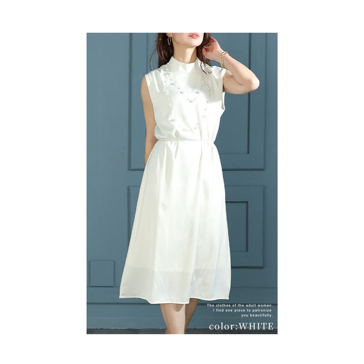 jewels ミルキーホワイトビジューノースリーブワンピース ミルキー