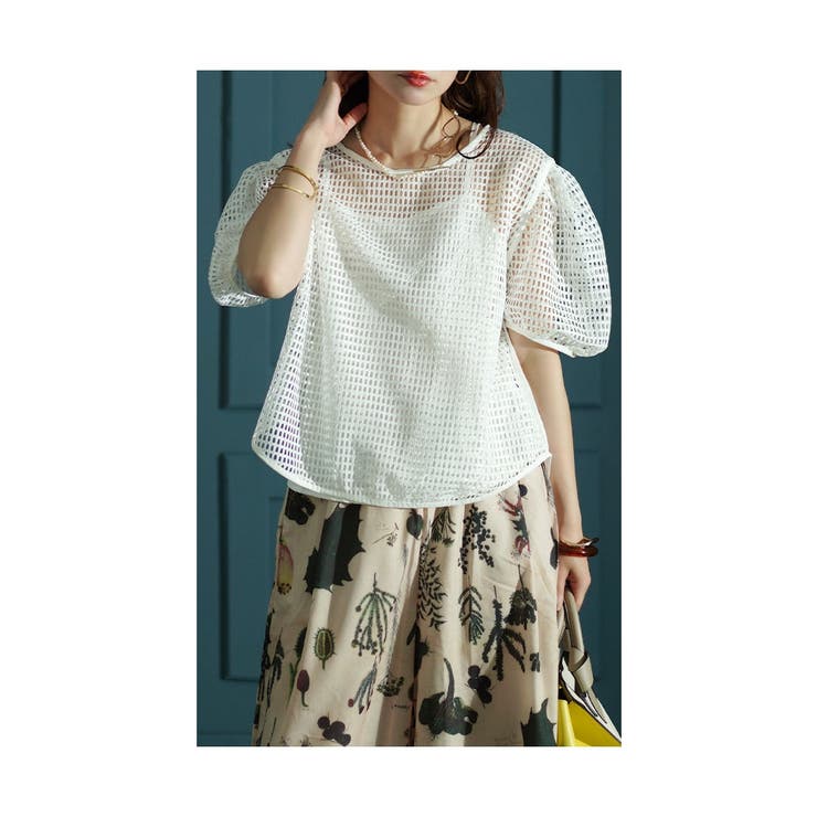 ホワイト | 世代を問わない肌見せボリューム袖アンサンブル レディース ファッション | Sawa a la mode