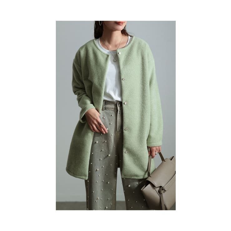 グリーン | ほっこり素材で冬を彩るふんわりジャケット レディース ファッション | Sawa a la mode