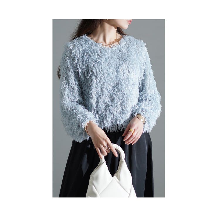 ホワイト | 思わず触れたくなるシャギーフェザートップス レディース ファッション | Sawa a la mode