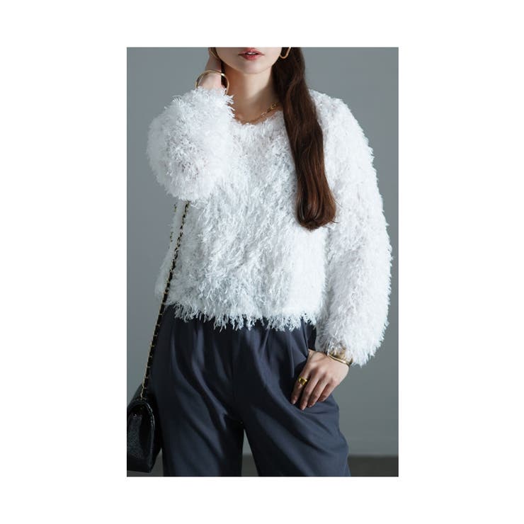 ブルー | 思わず触れたくなるシャギーフェザートップス レディース ファッション | Sawa a la mode