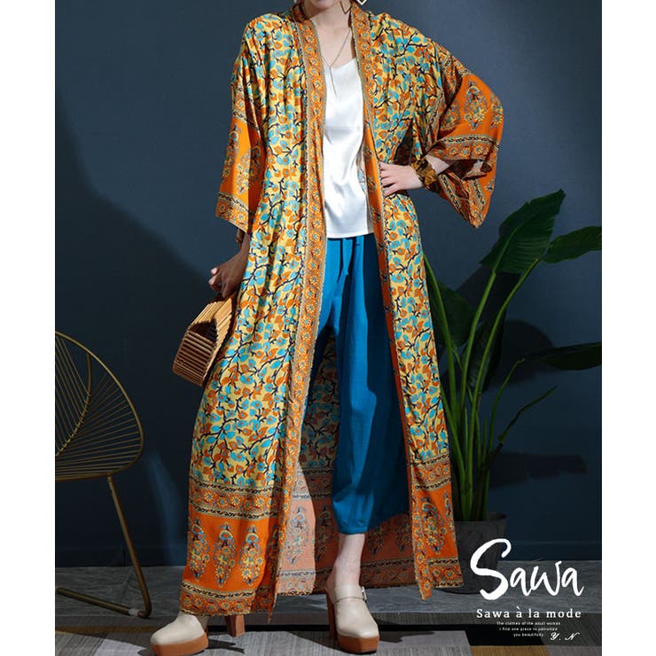 オリエンタルな着物風ロングガウン レディース 羽織り 品番 Slmw Sawa A La Mode サワアラモード のレディース ファッション通販 Shoplist ショップリスト
