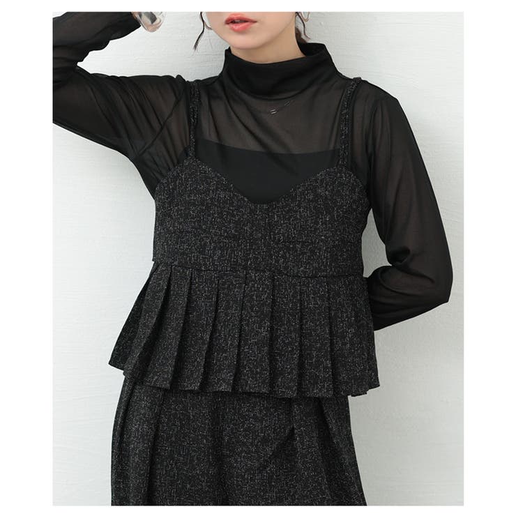 ブラック | レイヤードで楽しめるトレンドライクなプリーツデザインビスチェ レディース ファッ… | Sawa a la mode