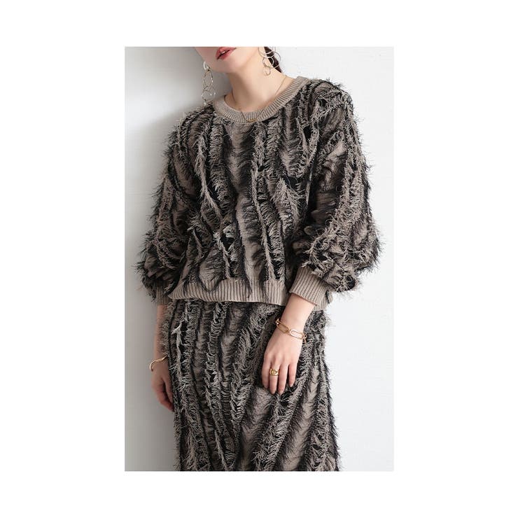 ミックス | 着映える旬顔フリンジストライプニット レディース ファッション | Sawa a la mode