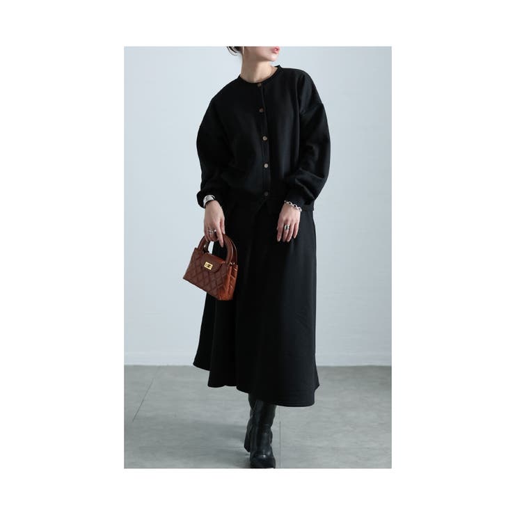 ブラック | 大人の正統派スタイル裏起毛セットアップ レディース ファッション | Sawa a la mode