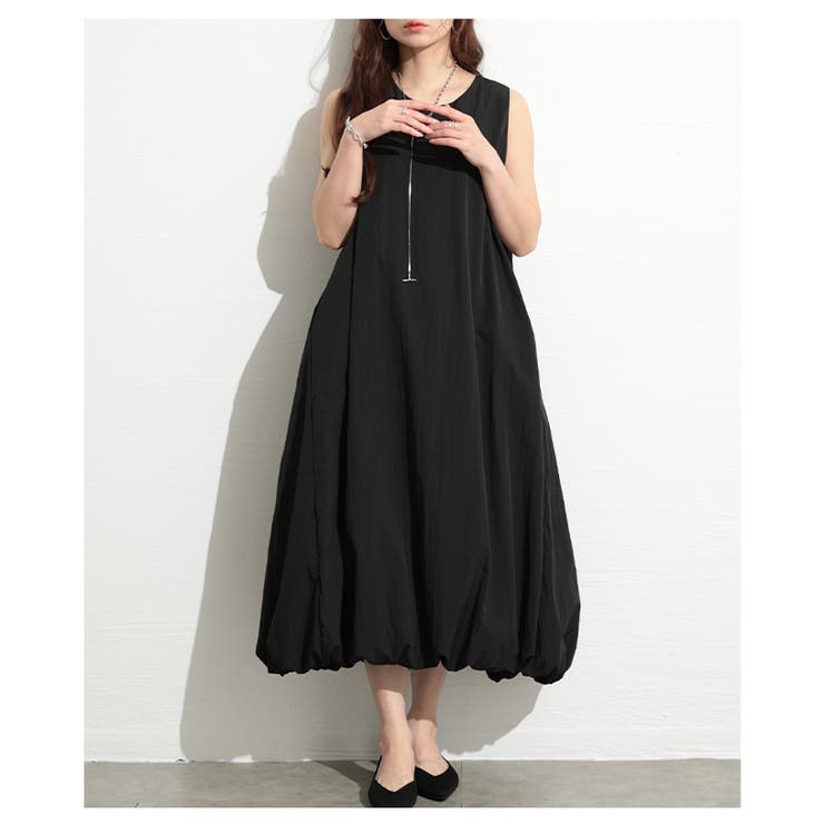 ブラック | 甘さが漂うバルーンフレアワンピース レディース ファッション | Sawa a la mode