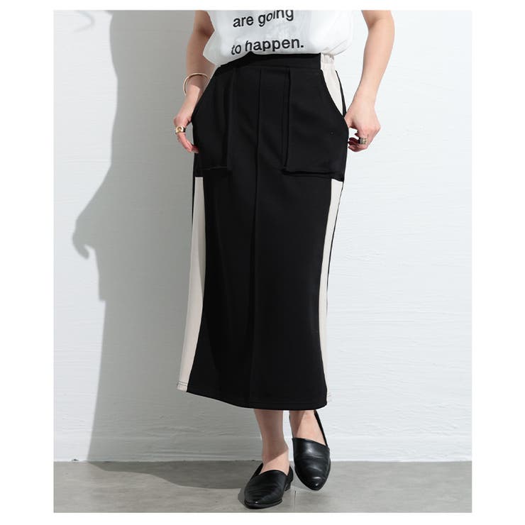 Sawa a la mode スカート レディース ライン 配色 ウエストゴム