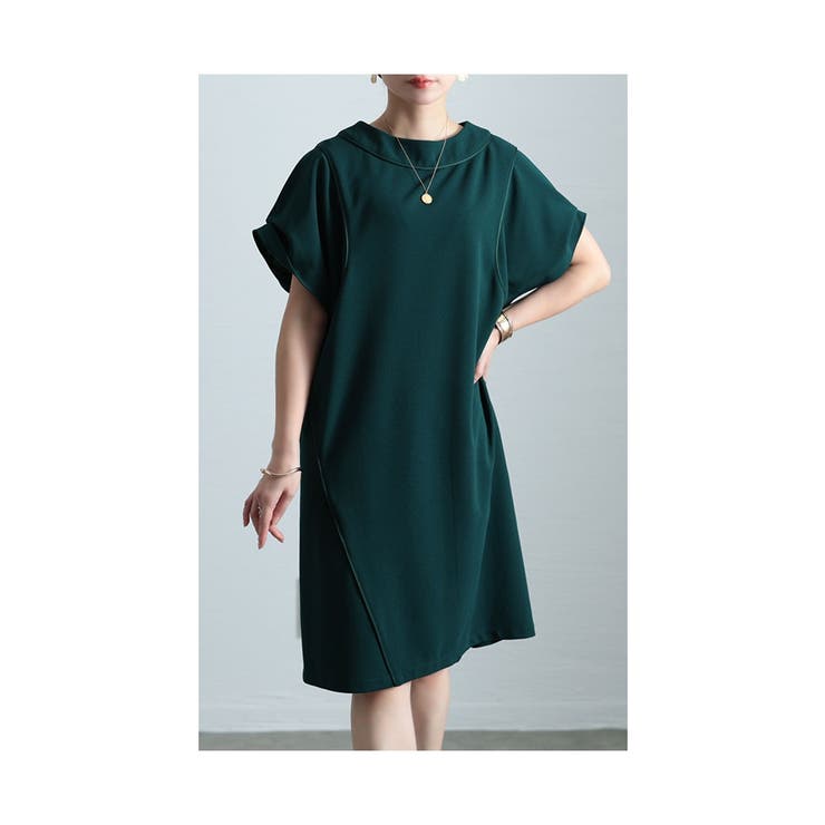 グリーン | パイピングがつくる立体感ドルマンワンピース レディース ファッション | Sawa a la mode