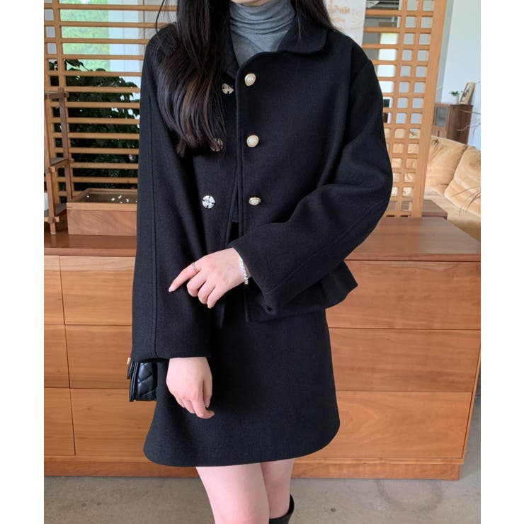 メルトンショートコート×ミニスカートセットアップ[品番：ABIW0010350