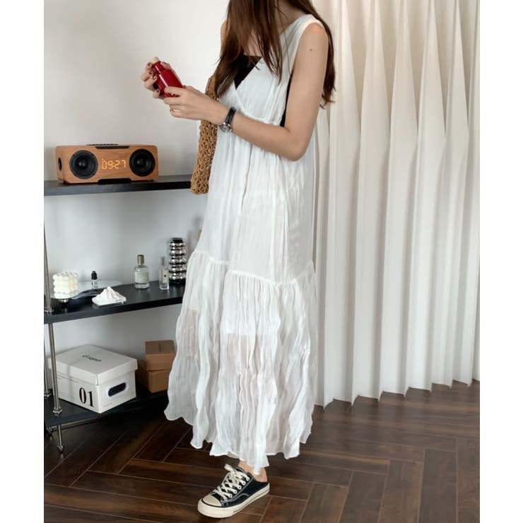 ワッシャーシフォンキャミソールワンピース[品番：ABIW0010035