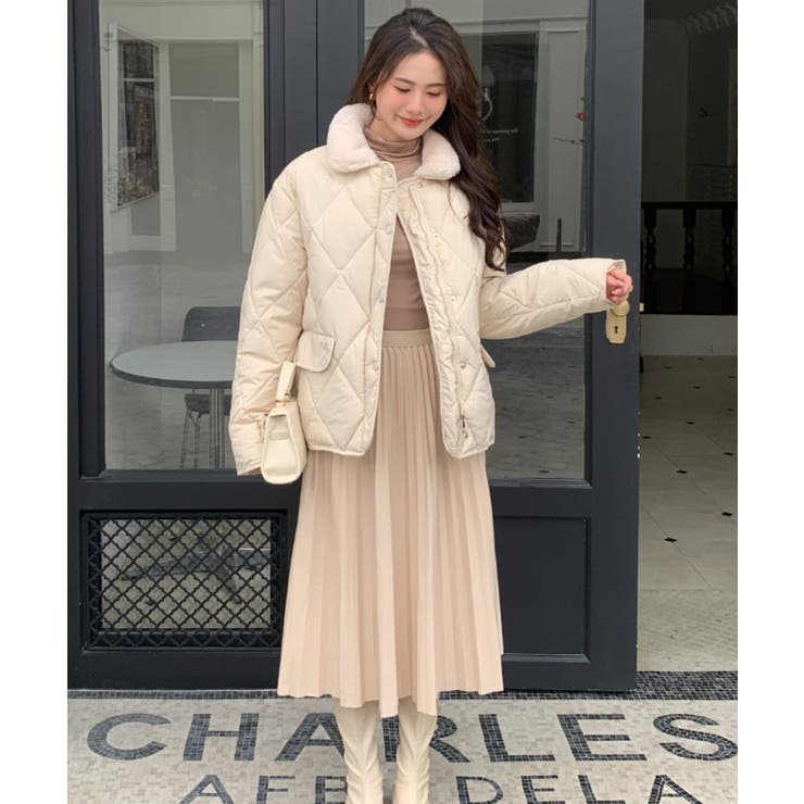 soeur7 異素材キルティングドッキング ファー ブルゾン N.s（エヌドットエス）の「異素材ドッキングキルティングジャケット