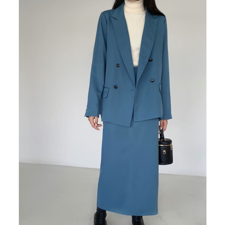 A.T ロングジャケット+ロングスカート　セットアップ バイカラージャケット×ロングスカートセットアップ | mignon