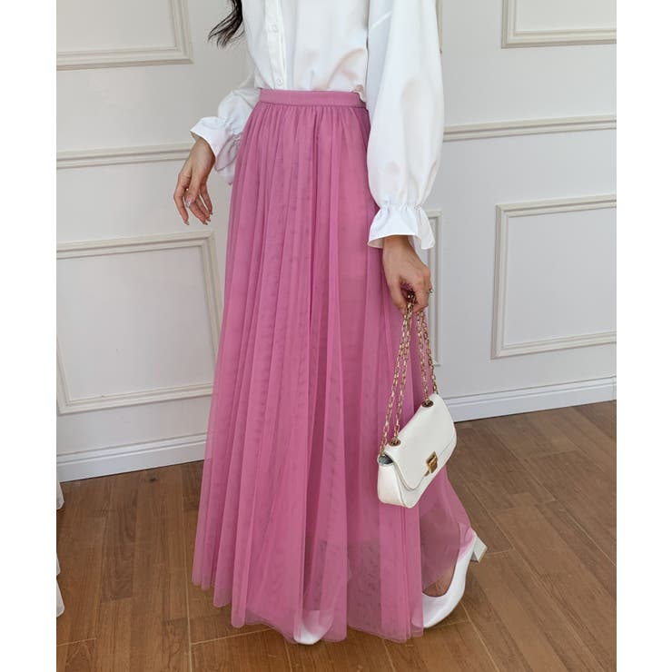 ソフトチュールボリュームロングスカート アトリエボズ ソフトチュールロングスカート チュールエアリー