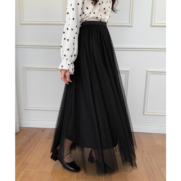 チュールエアリーボリュームロングスカート[品番：ABIW0009951