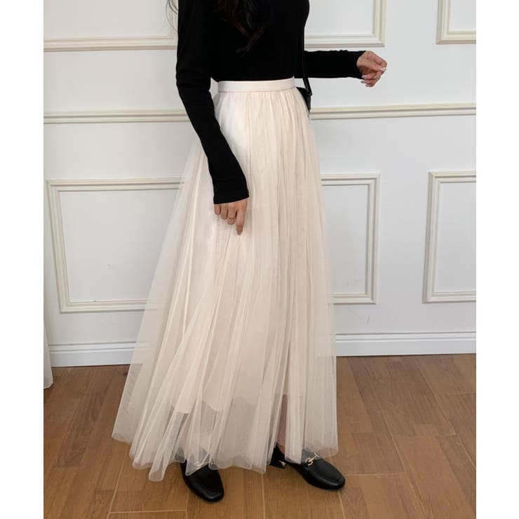 チュールエアリーボリュームロングスカート[品番：ABIW0009951