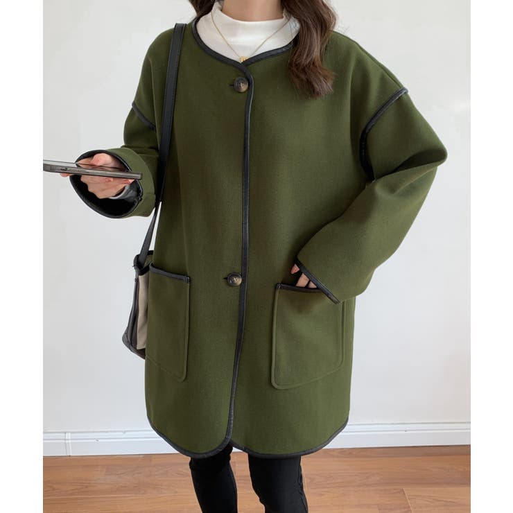 美品♡ アンクレイヴ プルーフメルトンPコート カーキベージュ サイズ1 リバー ピーコート レディース[品番：AZ000004439]｜andme
