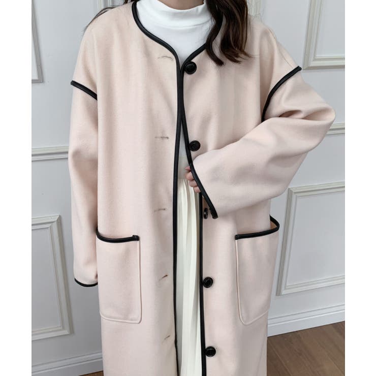 ノーカラーオーバーサイズパイピングコート | ABITOKYO  | 詳細画像21 