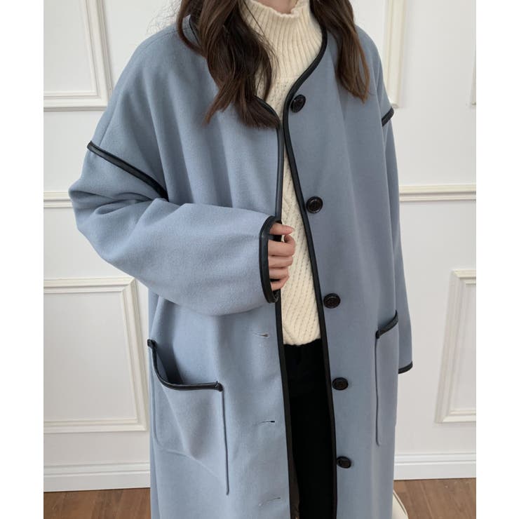 ノーカラーオーバーサイズパイピングコート | ABITOKYO  | 詳細画像31 