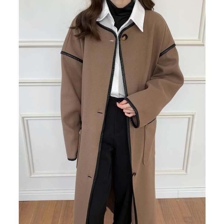 ノーカラーオーバーサイズパイピングコート | ABITOKYO  | 詳細画像35 