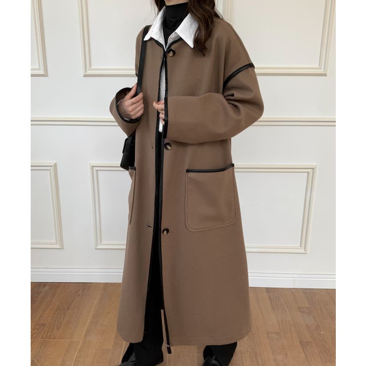 ノーカラーオーバーサイズパイピングコート | ABITOKYO  | 詳細画像45 