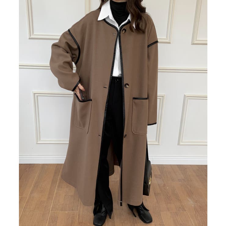 ノーカラーオーバーサイズパイピングコート | ABITOKYO  | 詳細画像47 