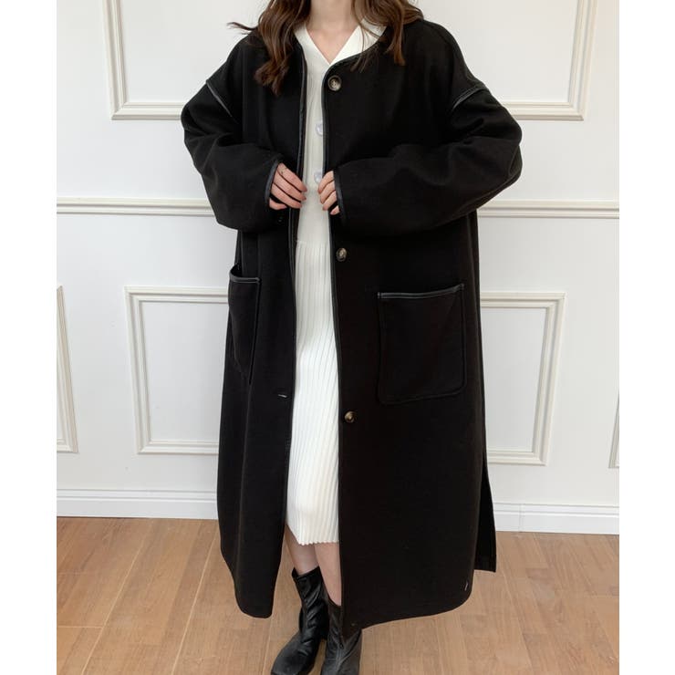 ノーカラーオーバーサイズパイピングコート | ABITOKYO  | 詳細画像66 