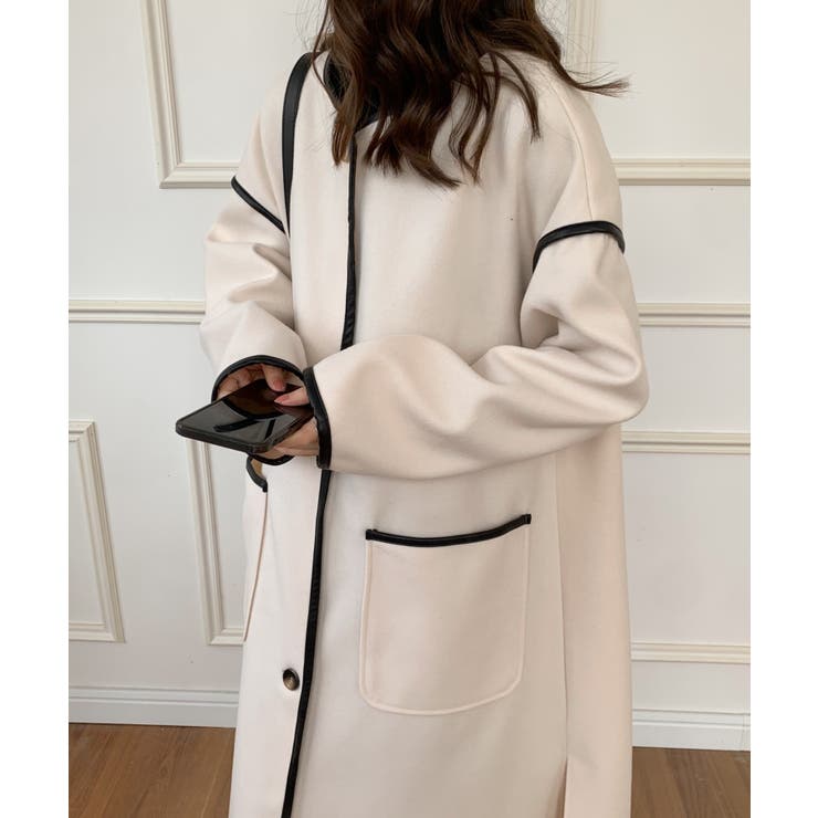 ノーカラーオーバーサイズパイピングコート | ABITOKYO  | 詳細画像84 