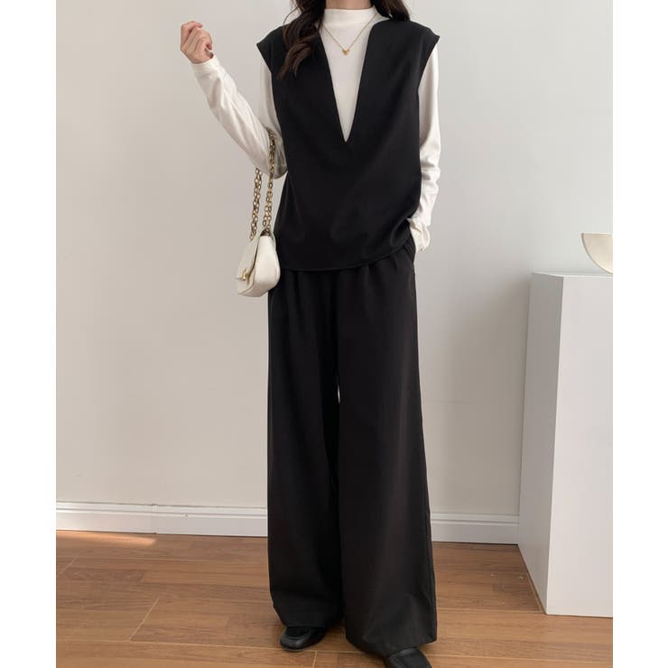 スキッパネックノースリーブブラウス＆ウエストタックセミワイドパンツセットアップ | ABITOKYO  | 詳細画像51 