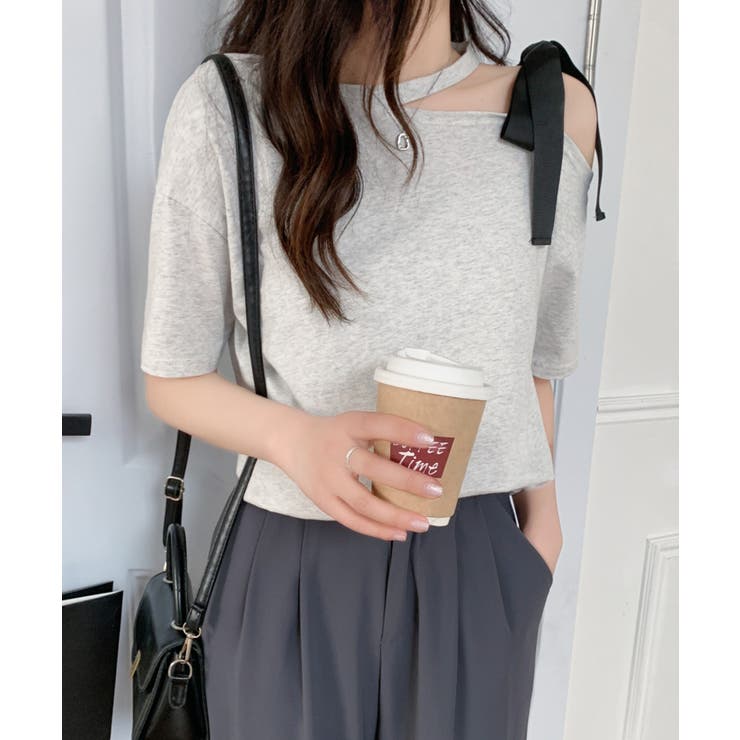 ワンショルダーリボンカットTシャツ[品番：ABIW0010900]｜ABITOKYO