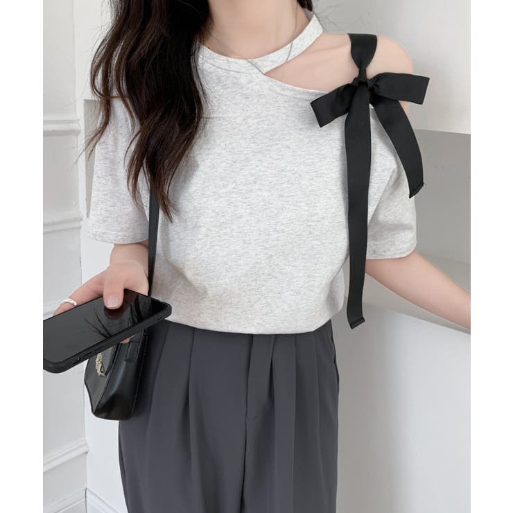 ワンショルダーリボンカットTシャツ[品番：ABIW0010900]｜ABITOKYO