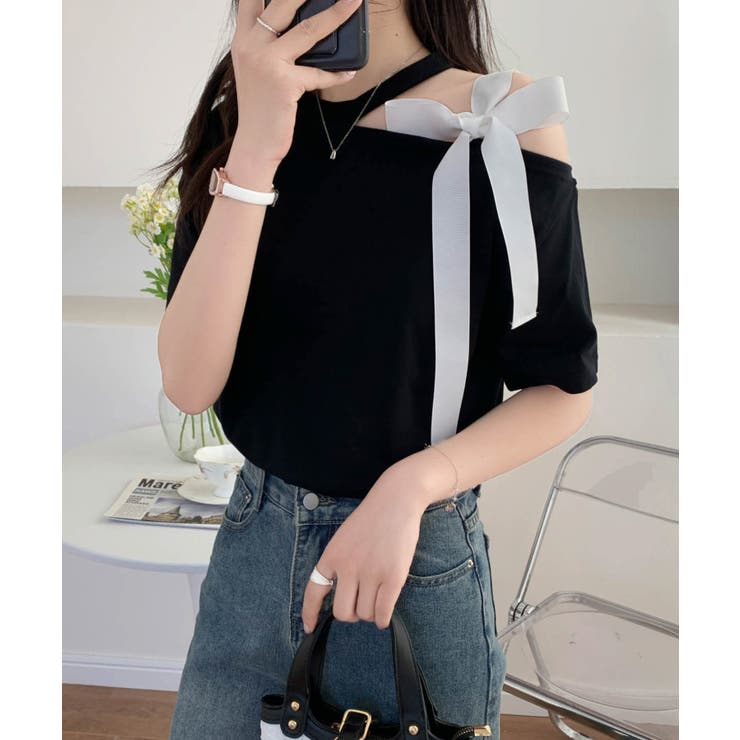ワンショルダーリボンカットTシャツ[品番：ABIW0010900]｜ABITOKYO