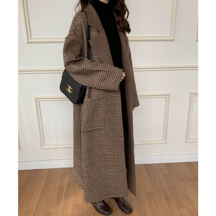 Wide Sleeve Check Coat チェックコート