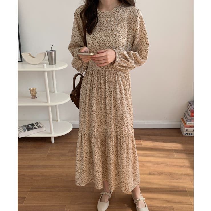 小花柄ティアードロングワンピース[品番：ABIW0010085]｜ABITOKYO