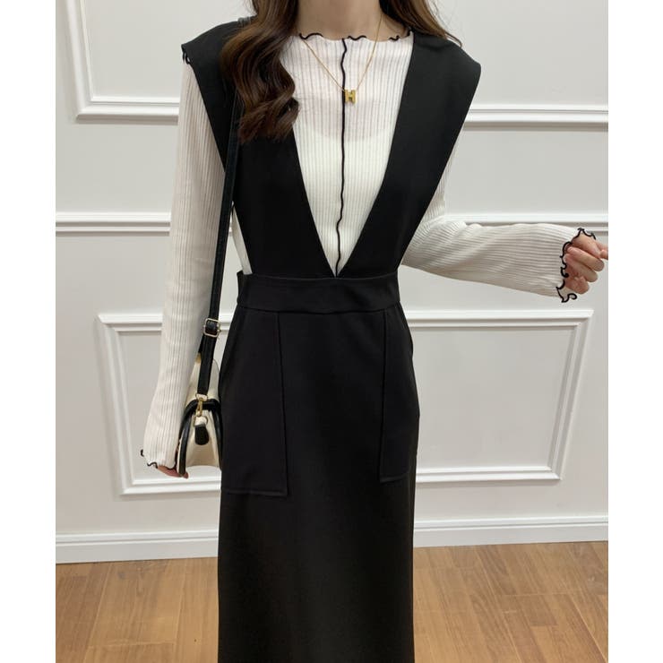 Vネックタイトジャンパースカート[品番：ABIW0010039]｜ABITOKYO