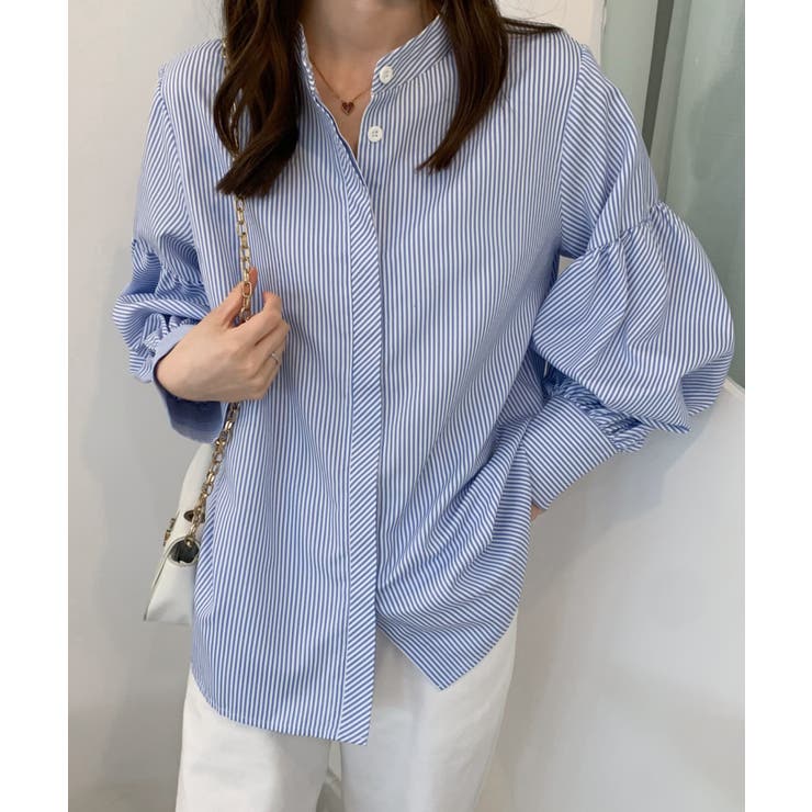 BORDERS ストライプバルーンスリーブTシャツ 36 状態良 BORDERS at BALCONY BALLON SLEEVES TOP ボーダーズ