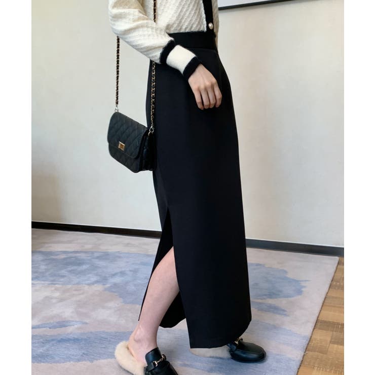 新品タグ付き　23AW ETRE TOKYO スリットリブヤクスカート　ネイビー スリットタイトロングスカート[品番：ABIW0010482]｜ABITOKYO