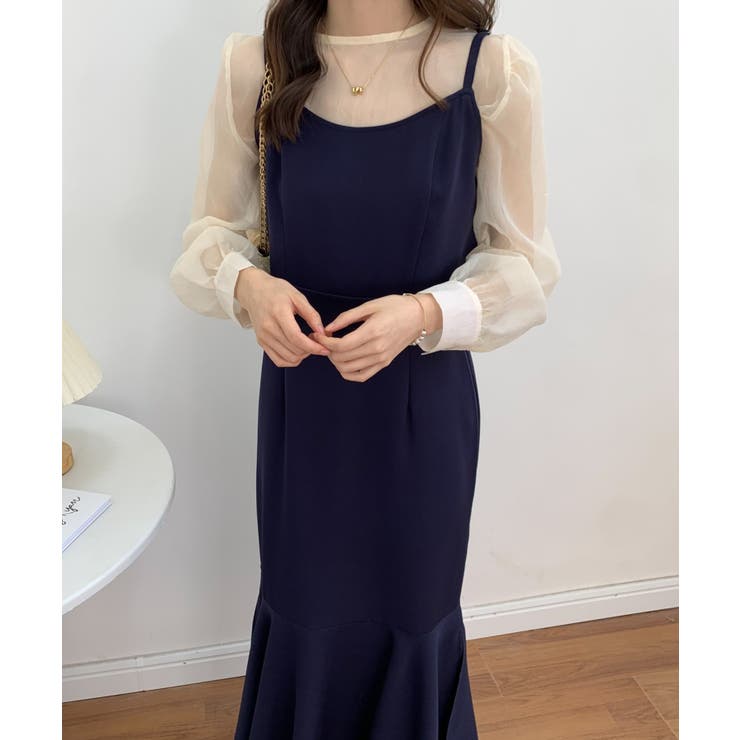 美品✨アーギュ ARGUE リネンバックリボンカフタンワンピース チャコール 最強愛されワンピ】アシンメトリーリボンリネンミックス