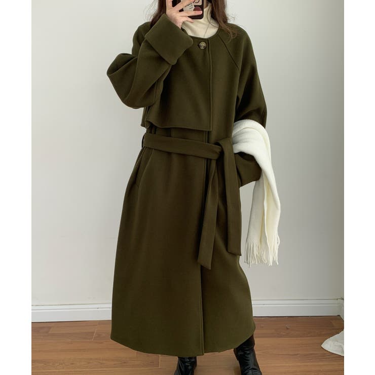 ノーカラーオーバーサイズケープロングコート[品番：ABIW0010731