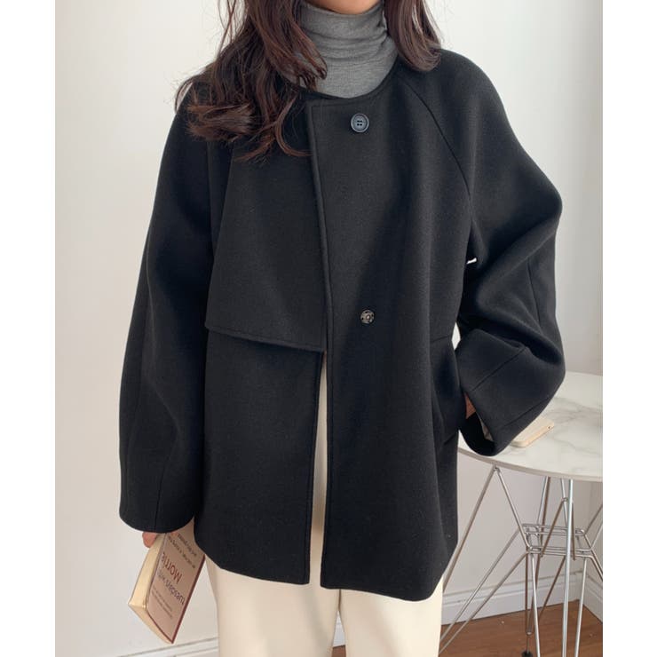 ノーカラーケープショートコート[品番：ABIW0010728]｜ABITOKYO （アビ