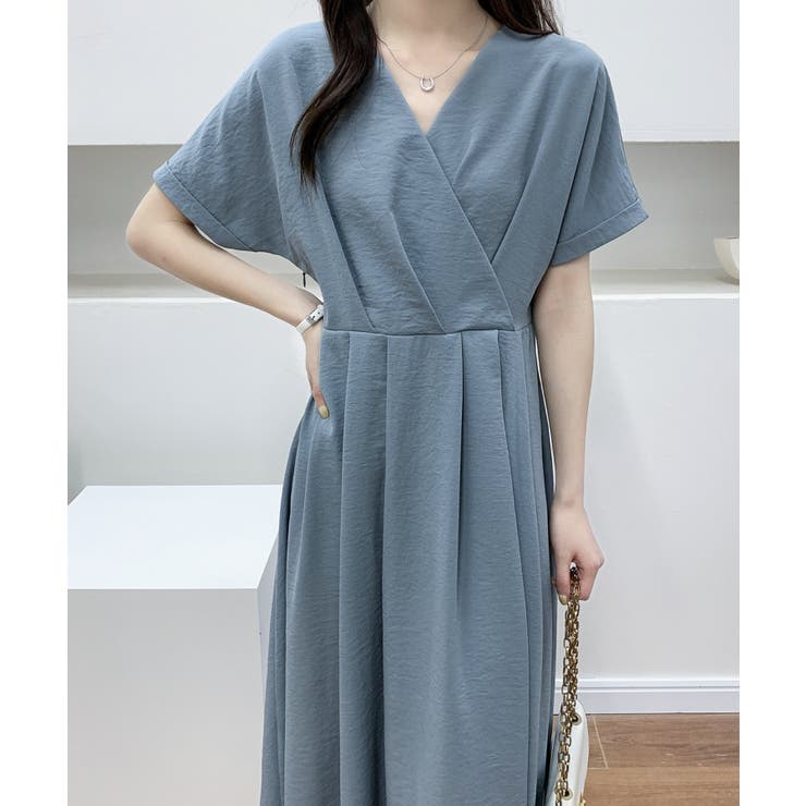 極美品 Sov. ストライプリボンワンピース カシュクール フレア Aライン セール】カシュクールAラインフレアワンピース（ワンピース
