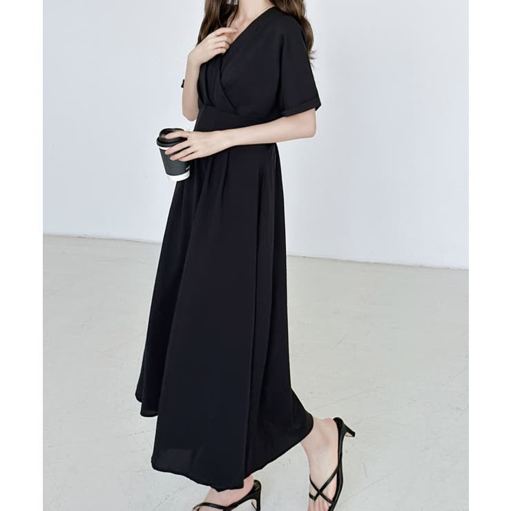 カシュクールAラインロングワンピース[品番：ABIW0010945