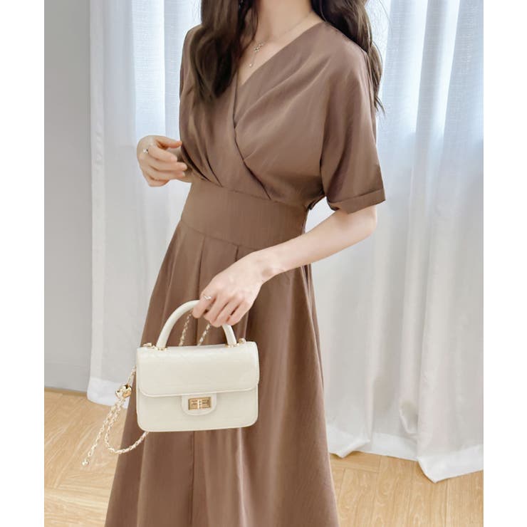 カシュクールAラインロングワンピース[品番：ABIW0010945