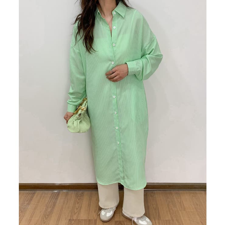 ENFOLD - 【定価28600円】TICCA 19ss グリーンストライプシャツワンピース ストライプシャツワンピース LE SOUK HOLIDAY｜クロスプラス公式