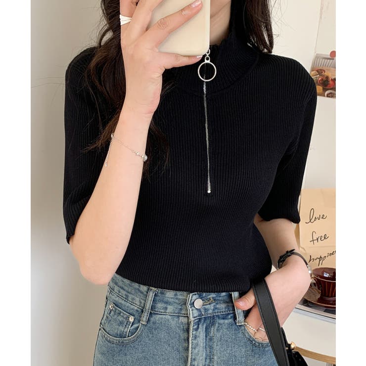 プルオーバー ジップニットセーター lill ハーフジップ Heather ヘザー の ハーフジップニットプルオーバー 258131 ニット セーター