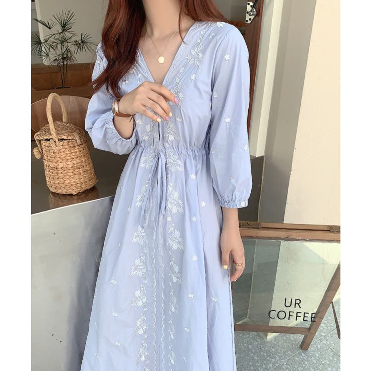Vネック刺繍ロングワンピース 品番 Abiw Abitokyo アビトーキョー のレディースファッション通販 Shoplist ショップリスト